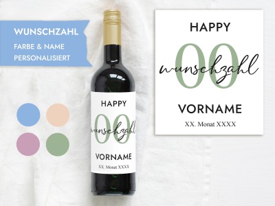 Weinetikett mit Wunschzahl zum Geburtstag Geschenk | Personalisiert - Wein Flaschen Etikett |