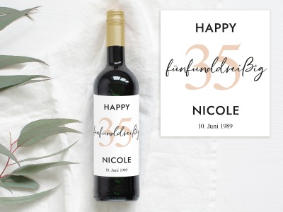 35 Geburtstag Geschenk | Personalisiertes Flaschenetikett Wein Flaschen Etikett - Wein Flaschen