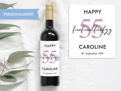55 Geburtstag Geschenk | Personalisiertes Flaschenetikett Wein Flaschen Etikett - Wein Flaschen