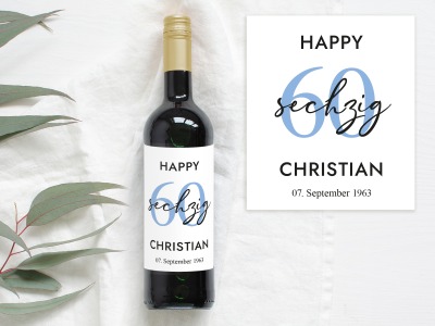 60 Geburtstag Geschenk | Personalisiertes Flaschenetikett Wein Flaschen Etikett - Wein Flaschen