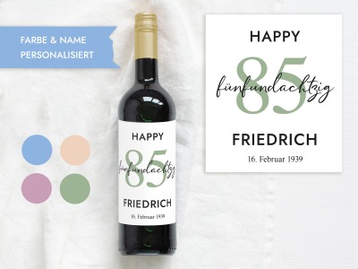 85 Geburtstag Geschenk | Personalisiertes Flaschenetikett Wein Flaschen Etikett - Wein Flaschen