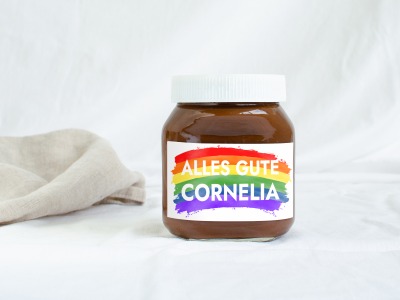 Etikett für Schokoladencreme | Personalisiert - Pride Regenbogen mit Namen