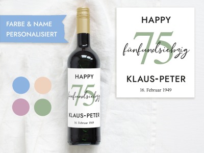 75 Geburtstag Geschenk | Personalisiertes Flaschenetikett Wein Flaschen Etikett - Wein Flaschen
