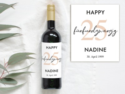 25 Geburtstag Geschenk | Personalisiertes Flaschenetikett Wein Flaschen Etikett - Wein Flaschen