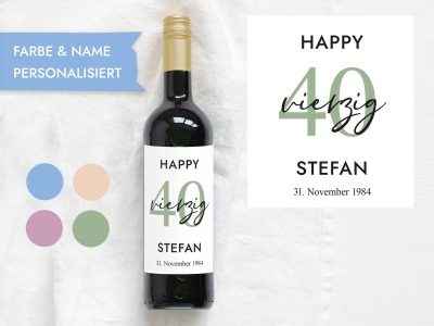 40 Geburtstag Geschenk | Personalisiertes Flaschenetikett Wein Flaschen Etikett - Wein Flaschen