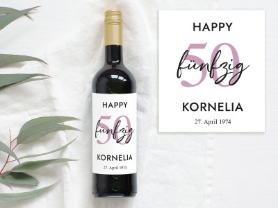 50 Geburtstag Geschenk | Personalisiertes Flaschenetikett Wein Flaschen Etikett - Wein Flaschen