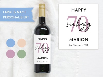 70 Geburtstag Geschenk | Personalisiertes Flaschenetikett Wein Flaschen Etikett - Wein Flaschen