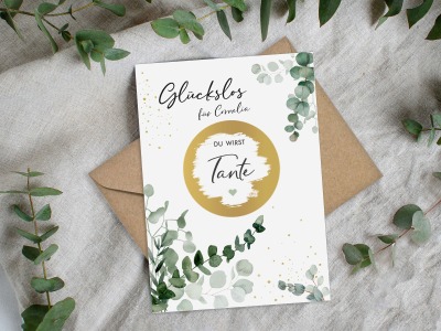 Personalisierte Rubbelkarte TANTE - Rubbellos Du wirst Tante | Glückslos Schwangerschaft verkünden