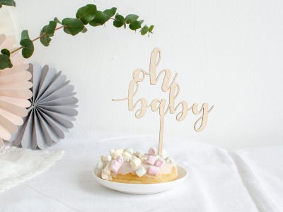 Oh BABY Cake Topper - Kuchenstecker zur Babyparty aus Holz