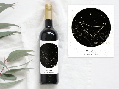 Flaschenetikett STEINBOCK Sternzeichen | Personalisiertes Weinlabel - Geschenk zum Geburtstag im