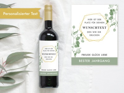 Personalisiertes Flaschenetikett mit Wunschtext - Hochzeit, Baby, Jubiläum, Geburtstag | Wein Label