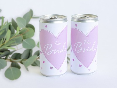 Prosecco Banderole TEAM BRIDE - Sticker für JGA, Hochzeit, Getränke-Dosen-Banderole Design Pink