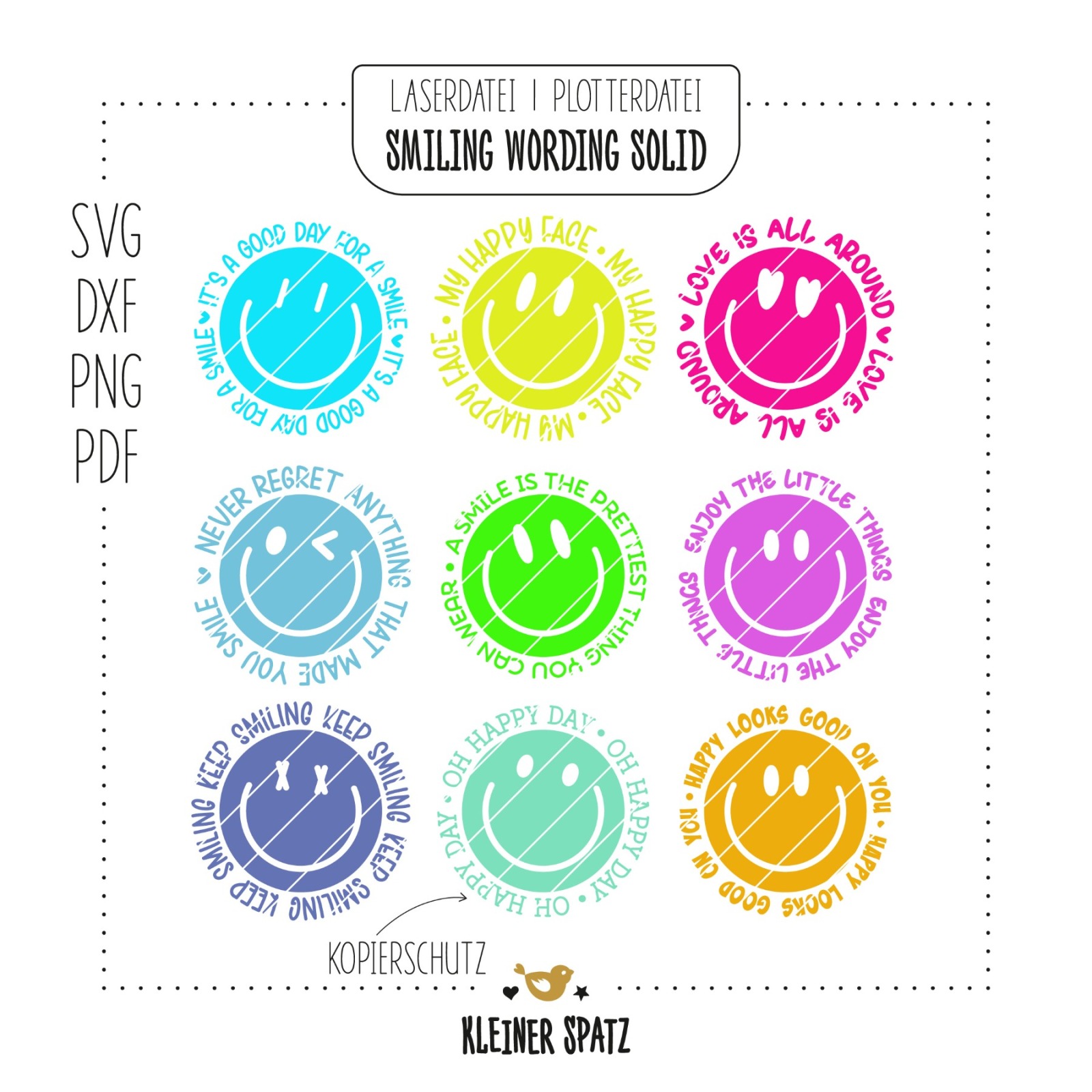 Plotterdatei, Laserdatei Motiv Smiling Wording solid 4