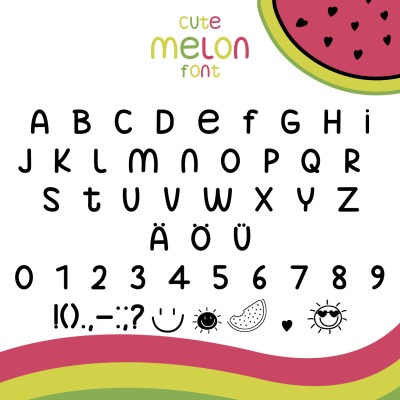Schrift Cute Melon - Ein niedlicher Handmadefont | Font | Schrift | Handmade | Kids | Kinder | OTF,
