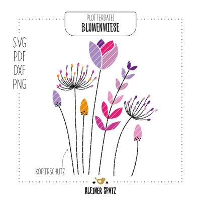 Plotterdatei, Laserdatei Motiv Blumenwiese - Blüten | Blumen | Geburtstag | Muttertag | Freude |