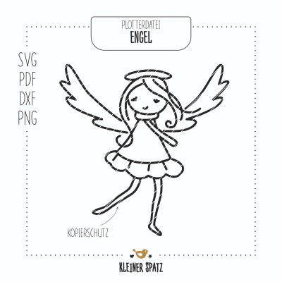 Plotterdatei, Laserdatei Motiv Engel - Engel | Flügel | Heiligenschein | niedlich | Mädchen |SVG,