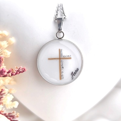 Muttermilchschmuck mit Haar - Motiv Kreuz