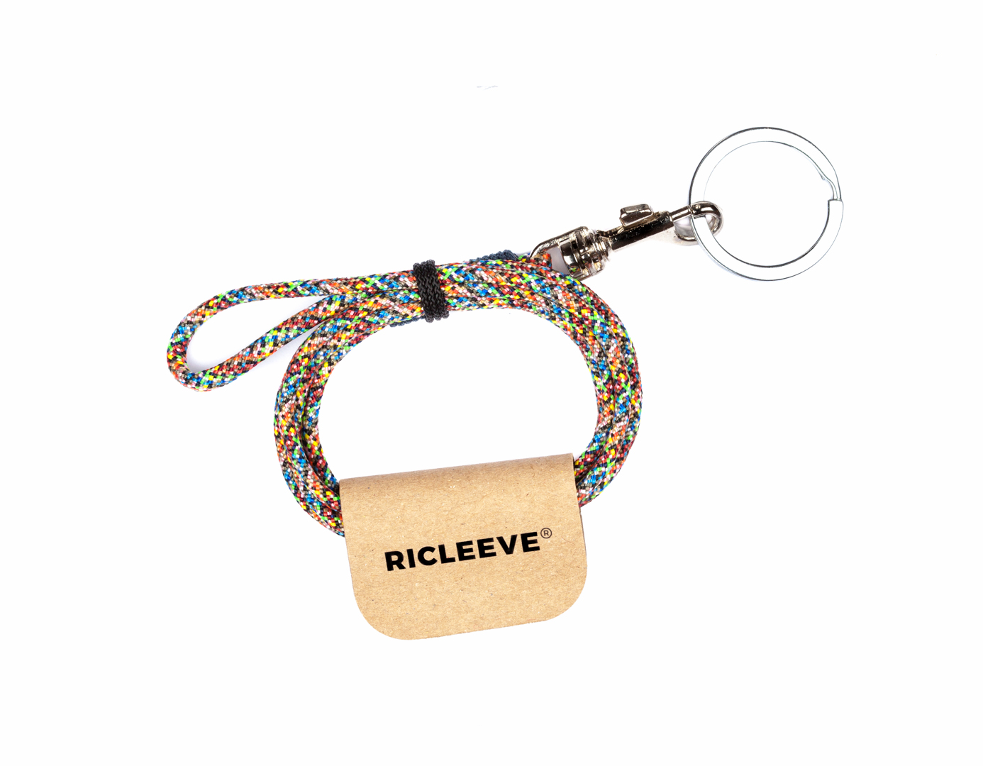 RICLEEVE Schlüsselband lang mit Karabiner FARBMIX 4