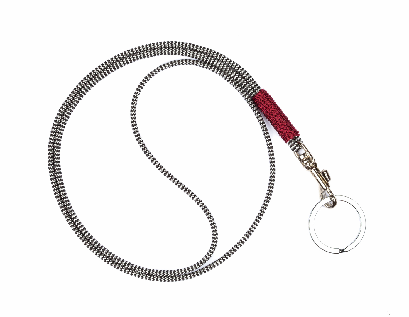 RICLEEVE Schlüsselband lang mit Karabiner Schwarz Weiss