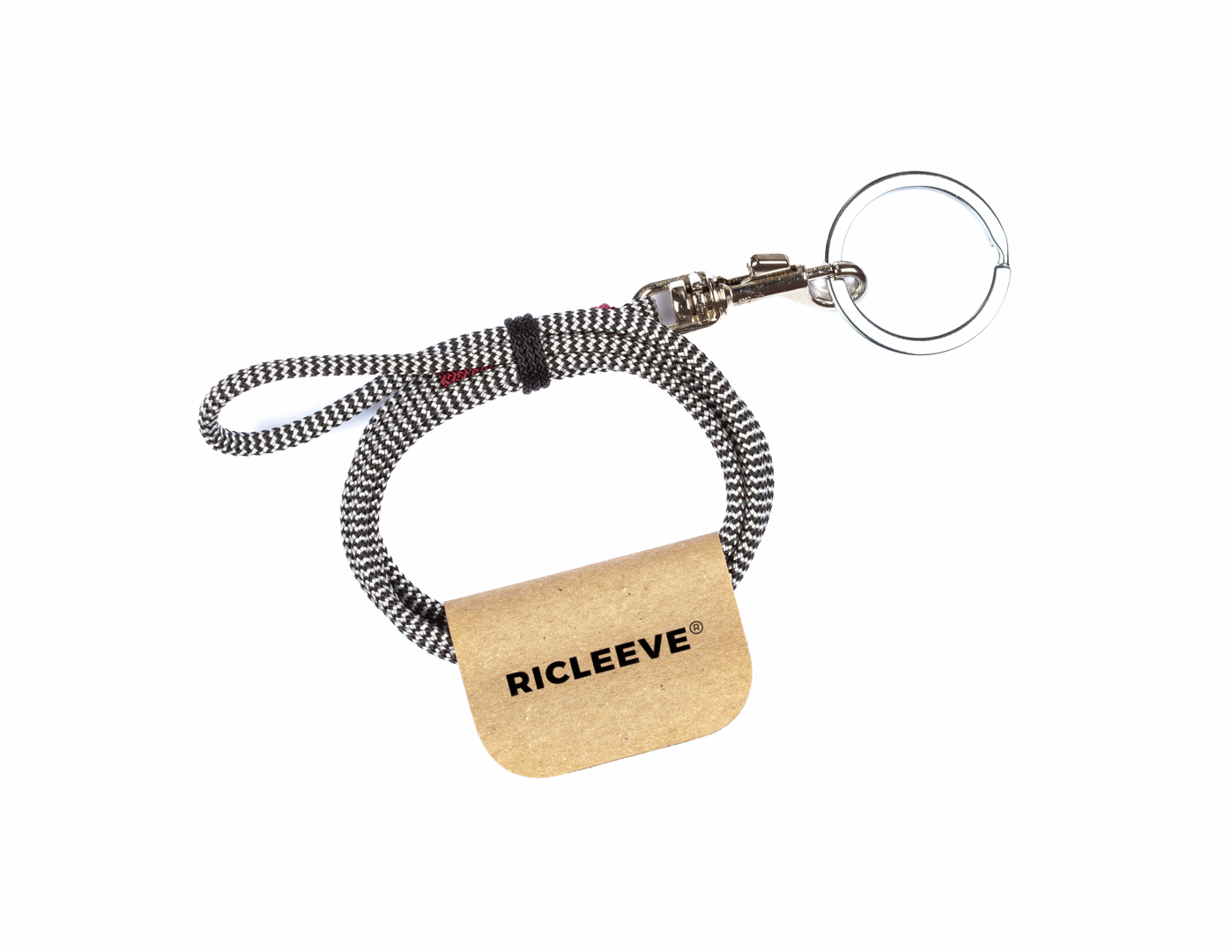 RICLEEVE Lanyard long with carabiner BLACK WHITE 4