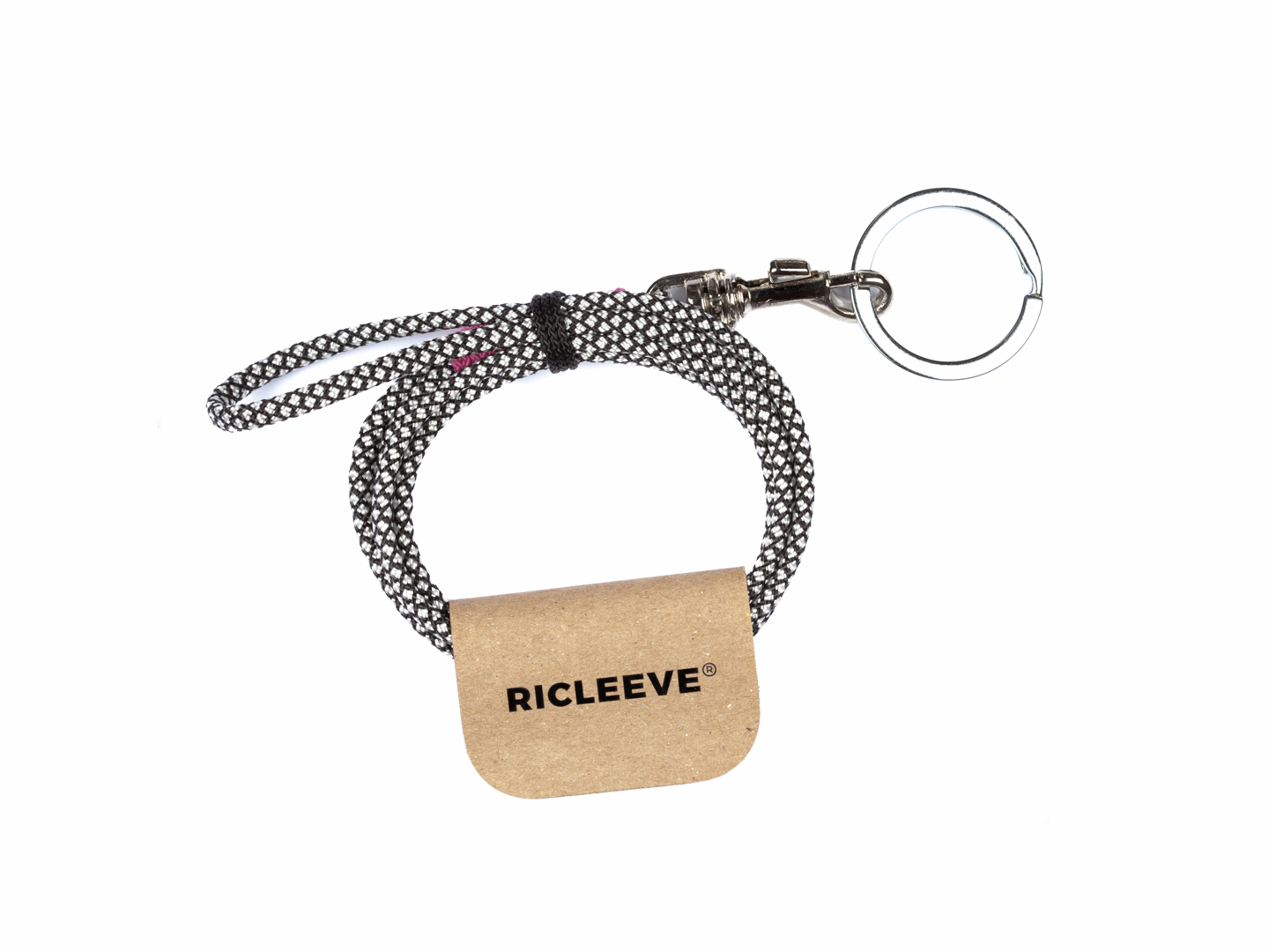 RICLEEVE Lanyard long with carabiner WHITE BLACK 4