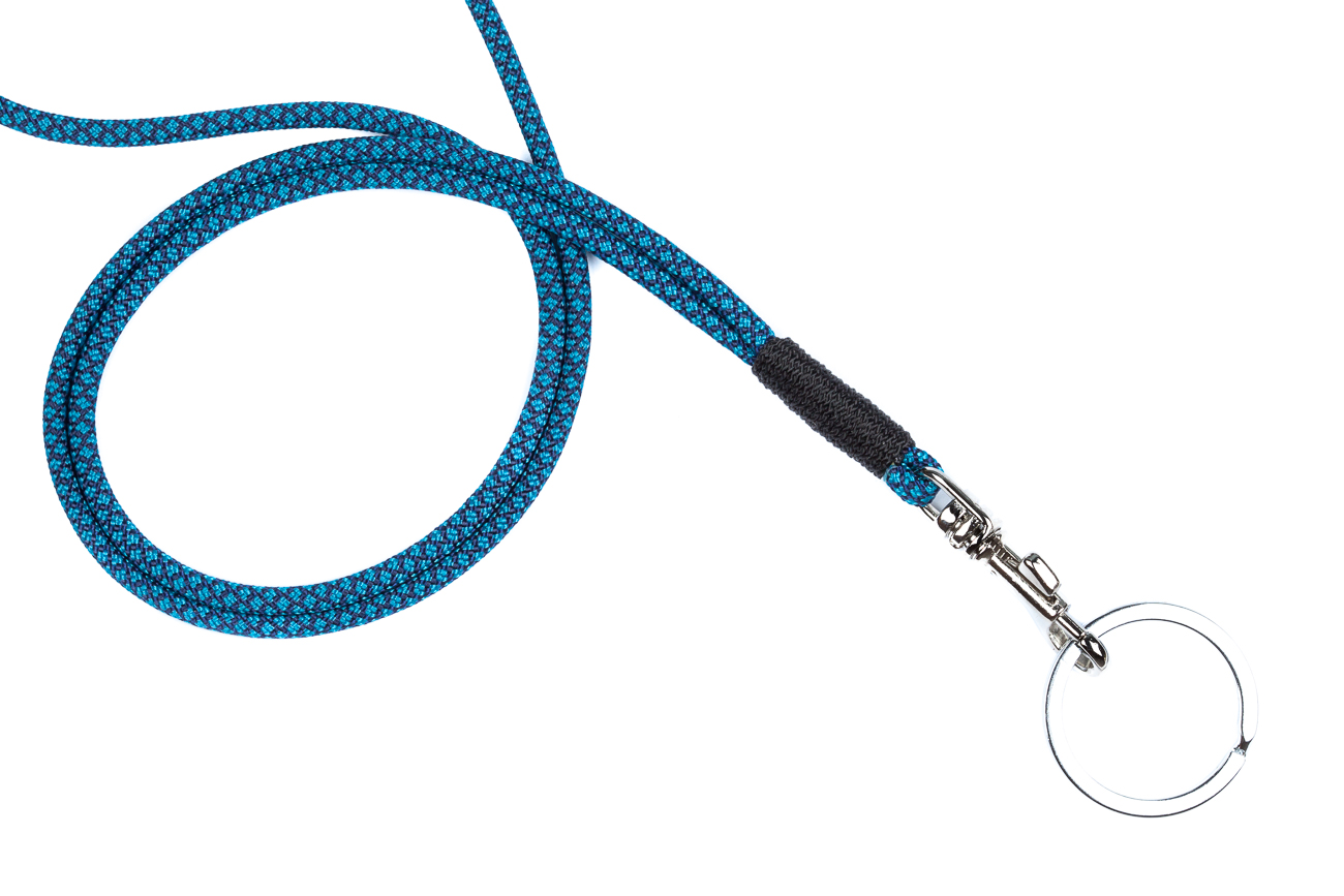 RICLEEVE Schlüsselband lang mit Karabiner BLAU SCHWARZ 3