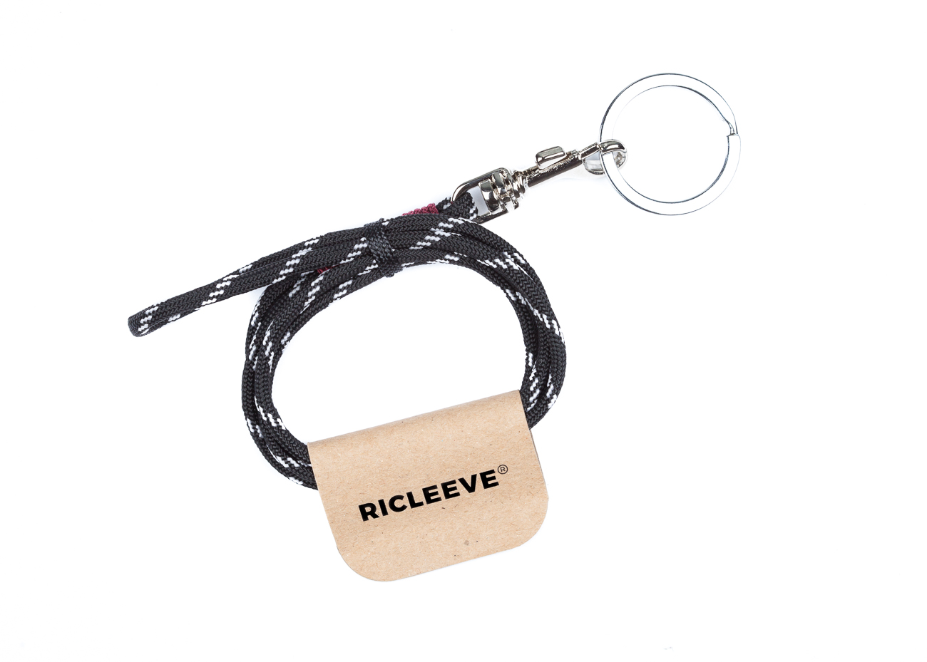 RICLEEVE Lanyard long with carabiner BLACK WHITE 4