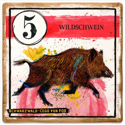 Wildschwein - Holzdruck Schwarzwald-Cego