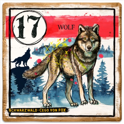 Wolf - Holzdruck Schwarzwald-Cego