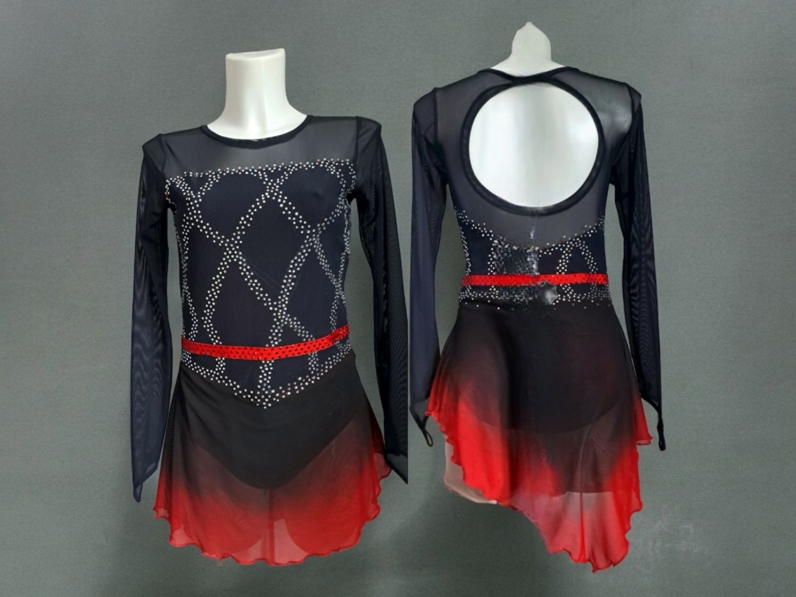 Damen Kürkleid Farbverlauf, schwarz - rot