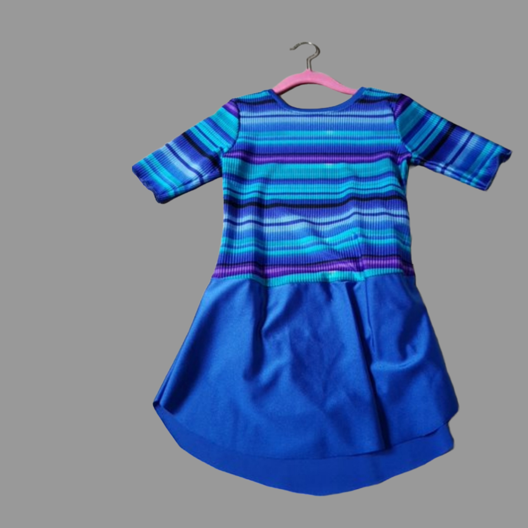 Schlichtes Kürkleid mit Streifen für Mädchen in Royal-Blau für Größe 134-140 4
