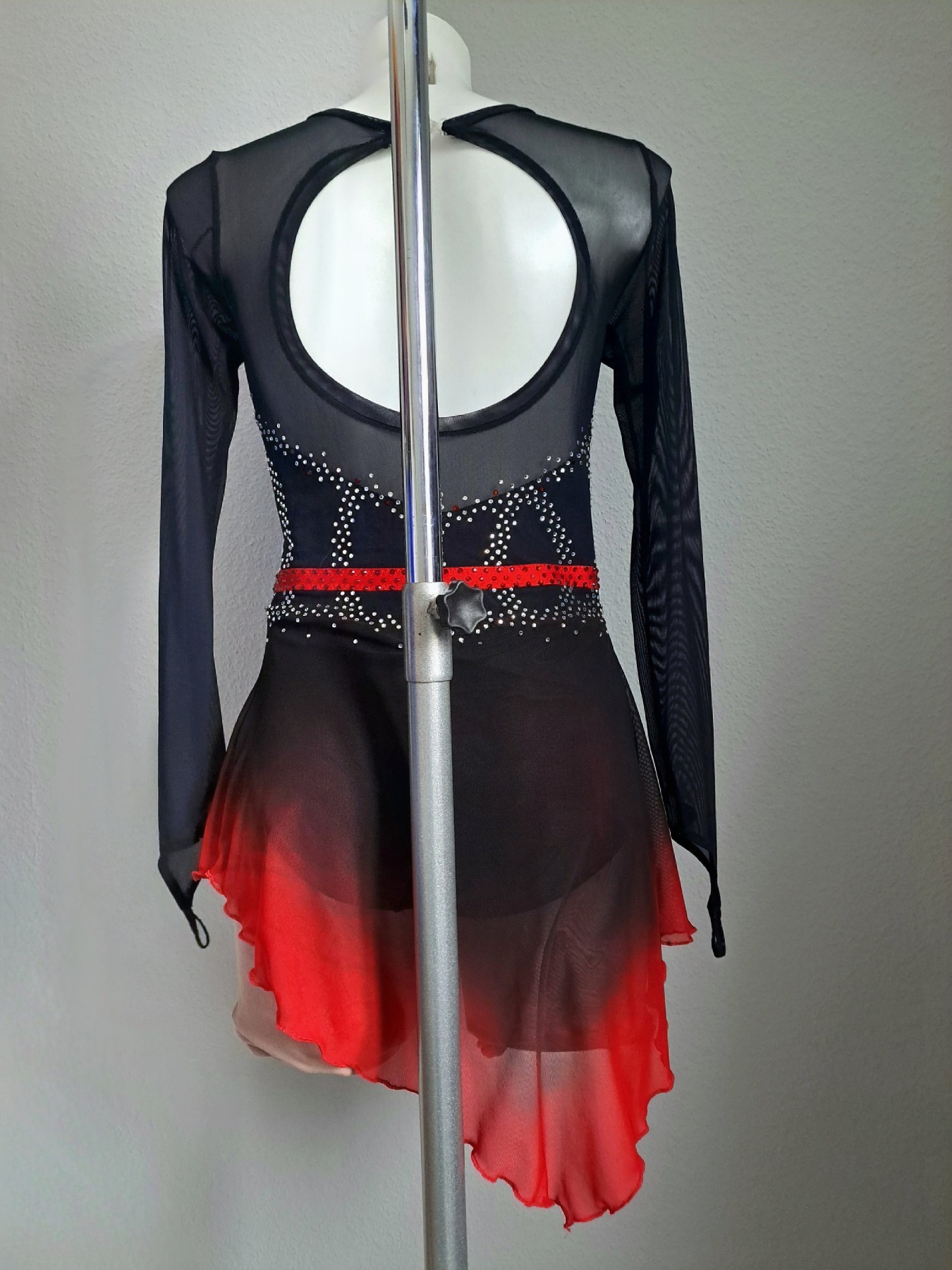 Damen Kürkleid Farbverlauf, schwarz - rot 2