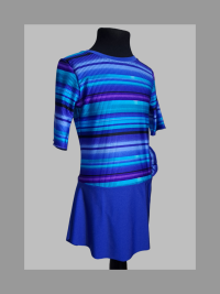 Schlichtes Kürkleid mit Streifen für Mädchen in Royal-Blau für Größe 134-140