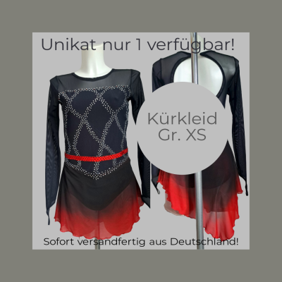Damen Kürkleid Eiskunstlaufkleid, Rollkunstlaufkleid, in schwarz - rot, ca. Gr. XS /34 -