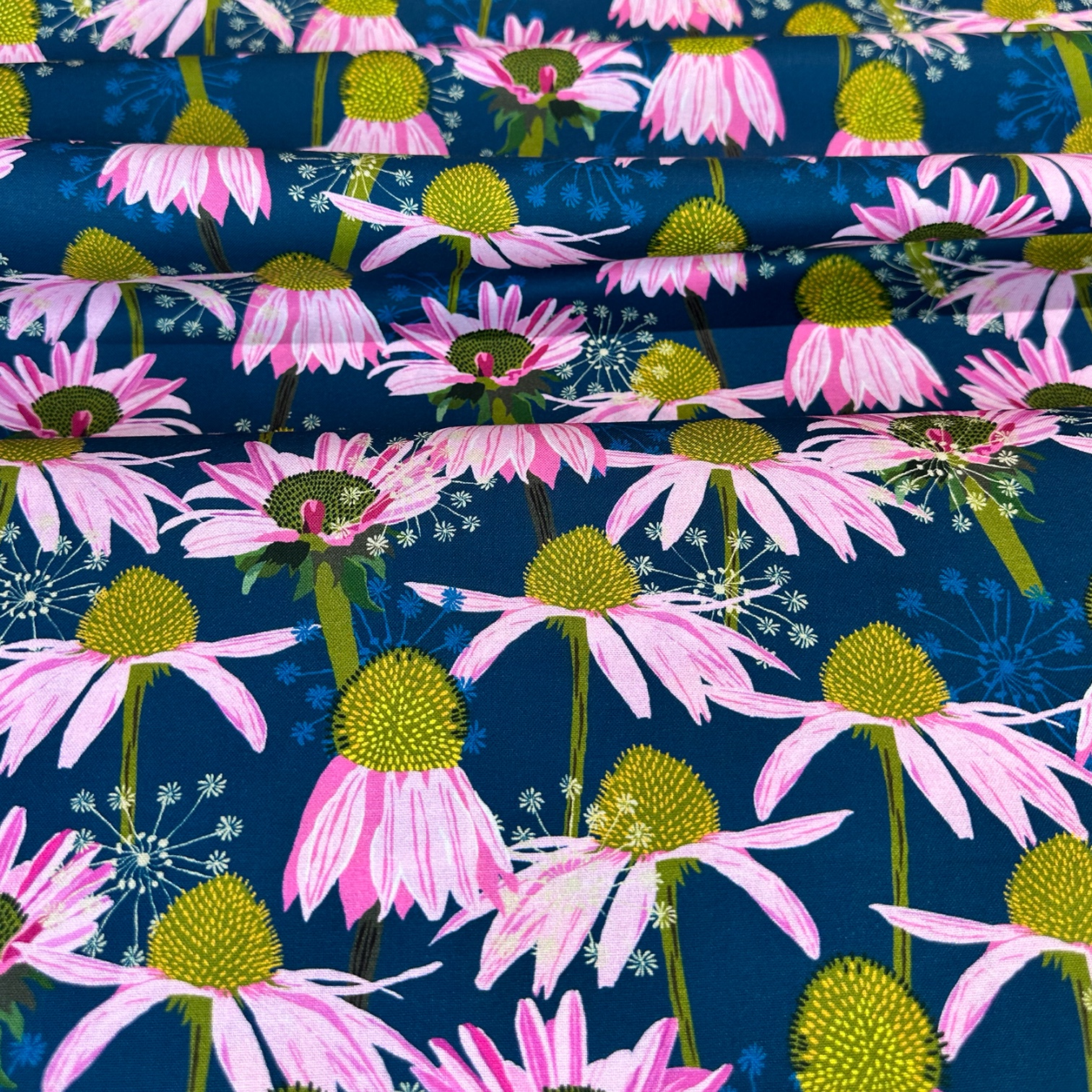 Flowers on my mind - NAVY ROSA Baumwolle Echinacea 8