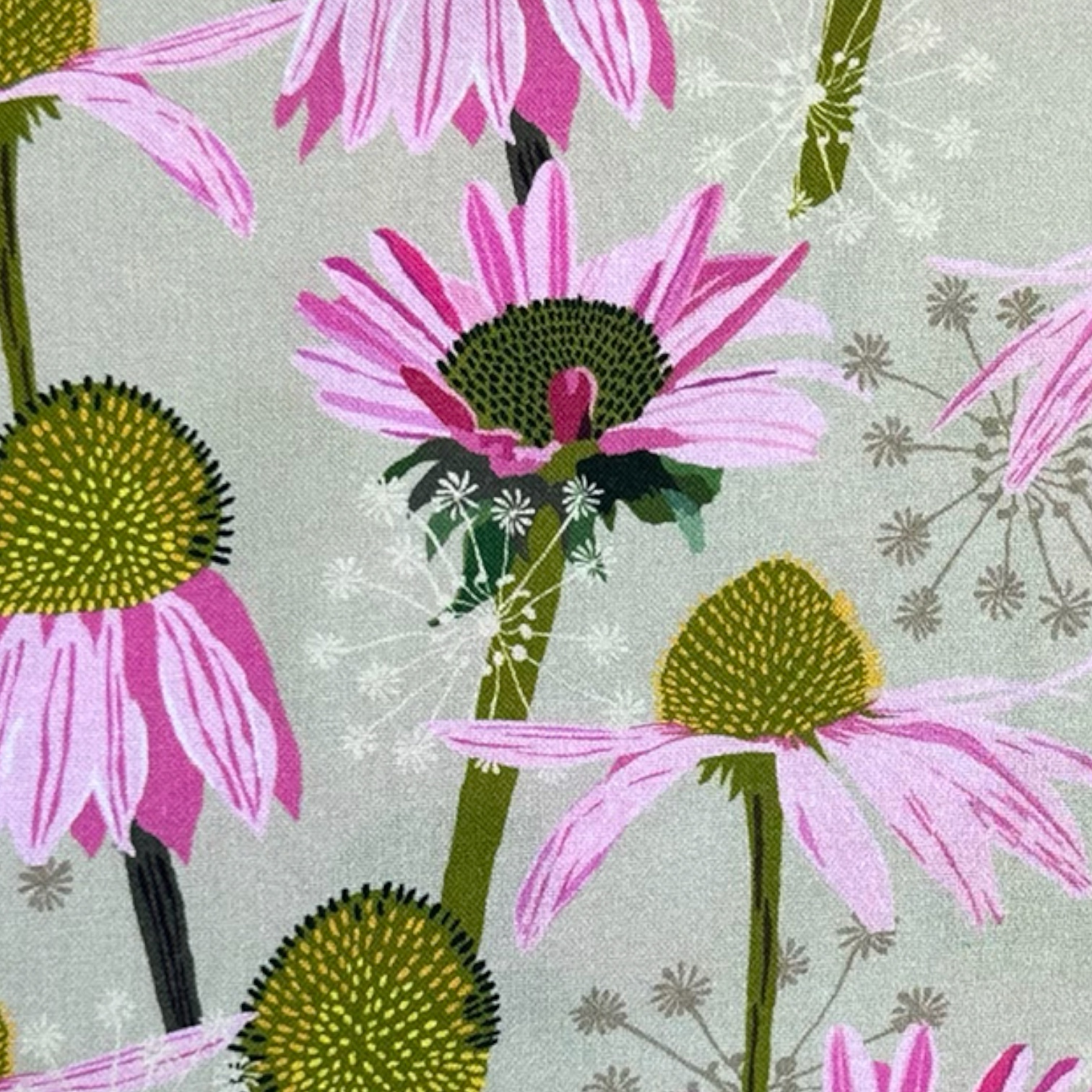 Flowers on my mind - PISTAZIE ROSA Baumwolle Echinacea 8