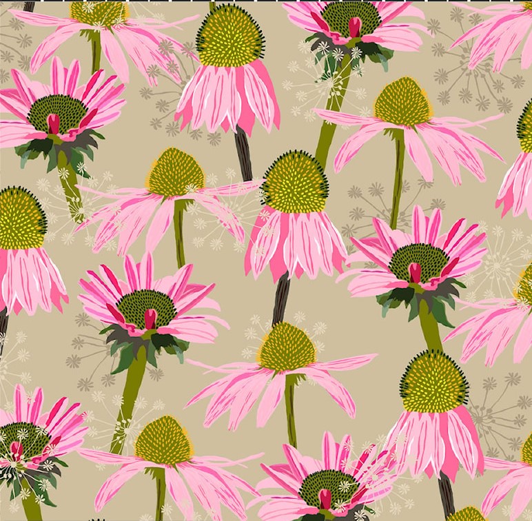 Flowers on my mind - PISTAZIE ROSA Baumwolle Echinacea