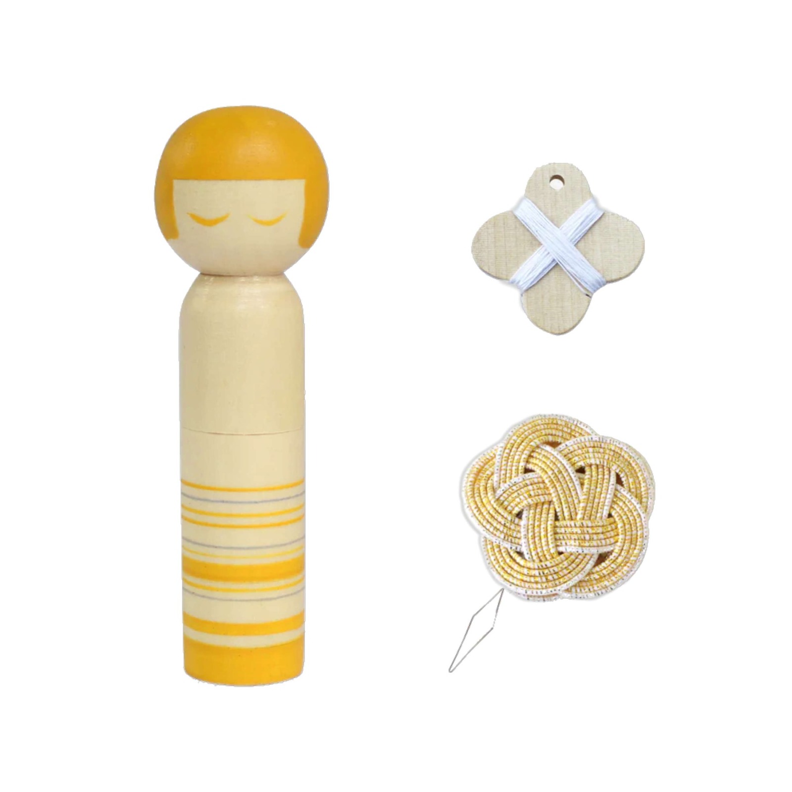 Cohana Kokeshi Doll Nadelhalter Set - Gelb