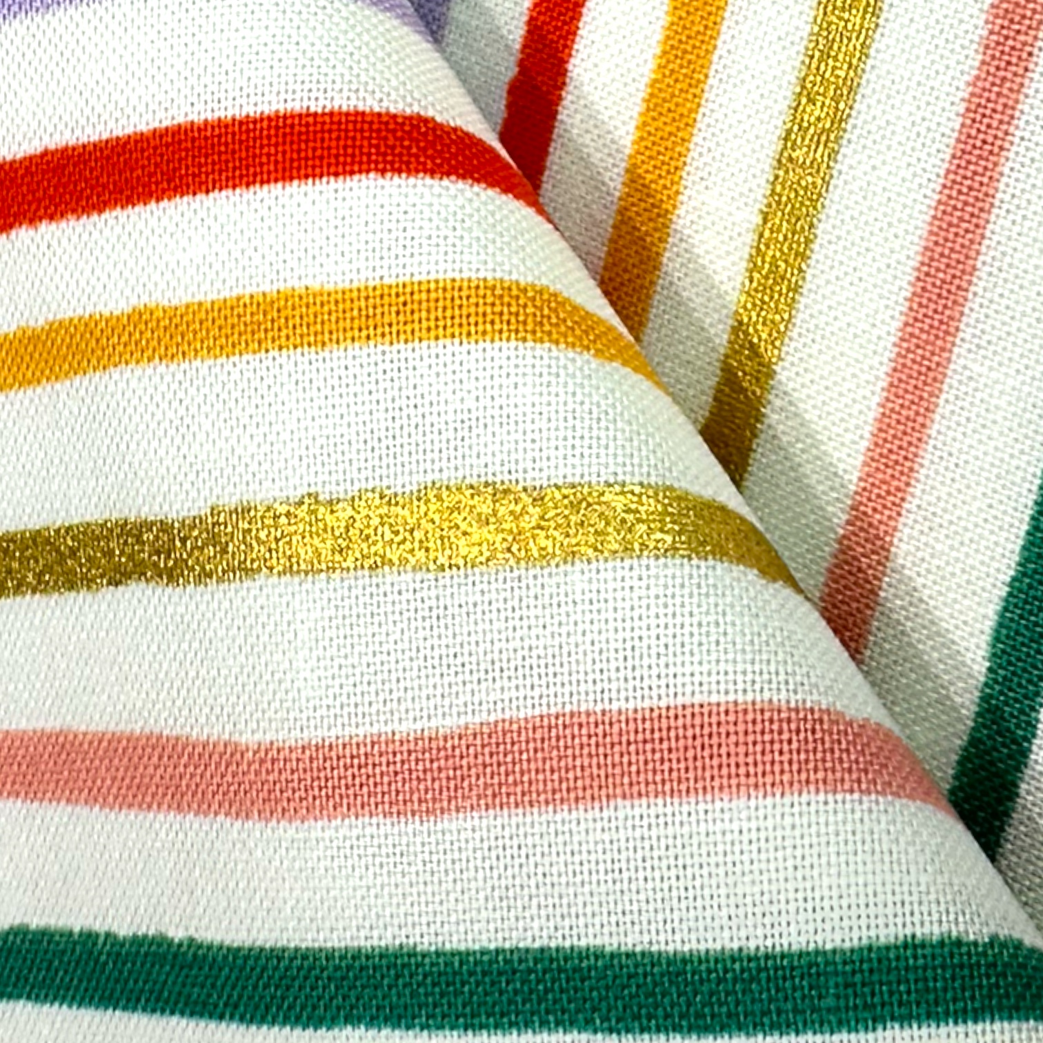 Rifle Paper Co. Holiday Classics - Orchard Happy Stripe Cream Multi METALLIC Baumwollstoff 5