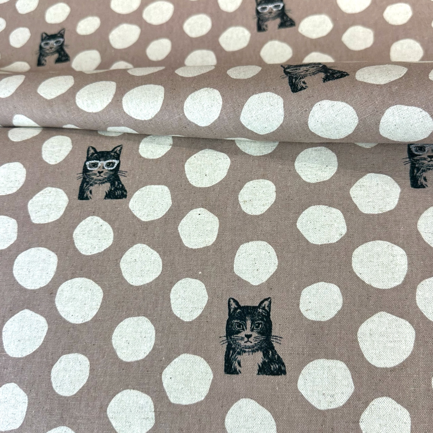 ECHINO Kokka NekoNoe echino Cat CANVAS TAUPE / SILBER