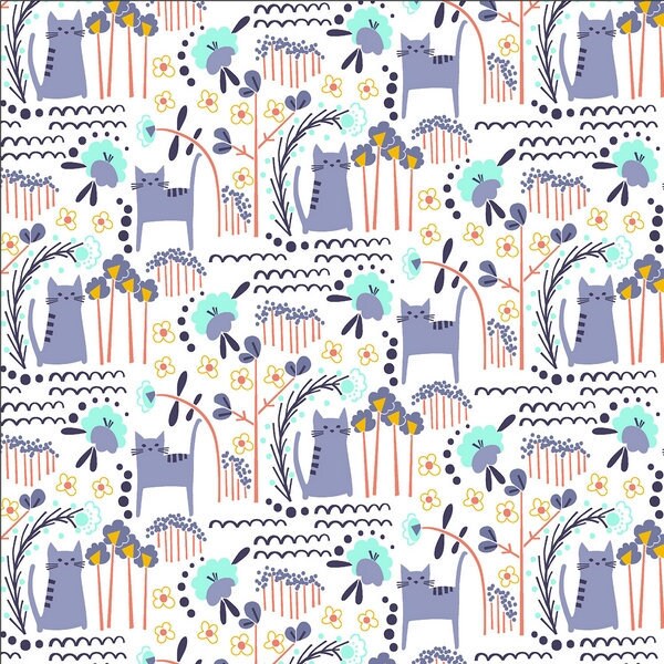 Elsies Cat in Summer Daze, Glory Baumwolle von Cotton + Steel