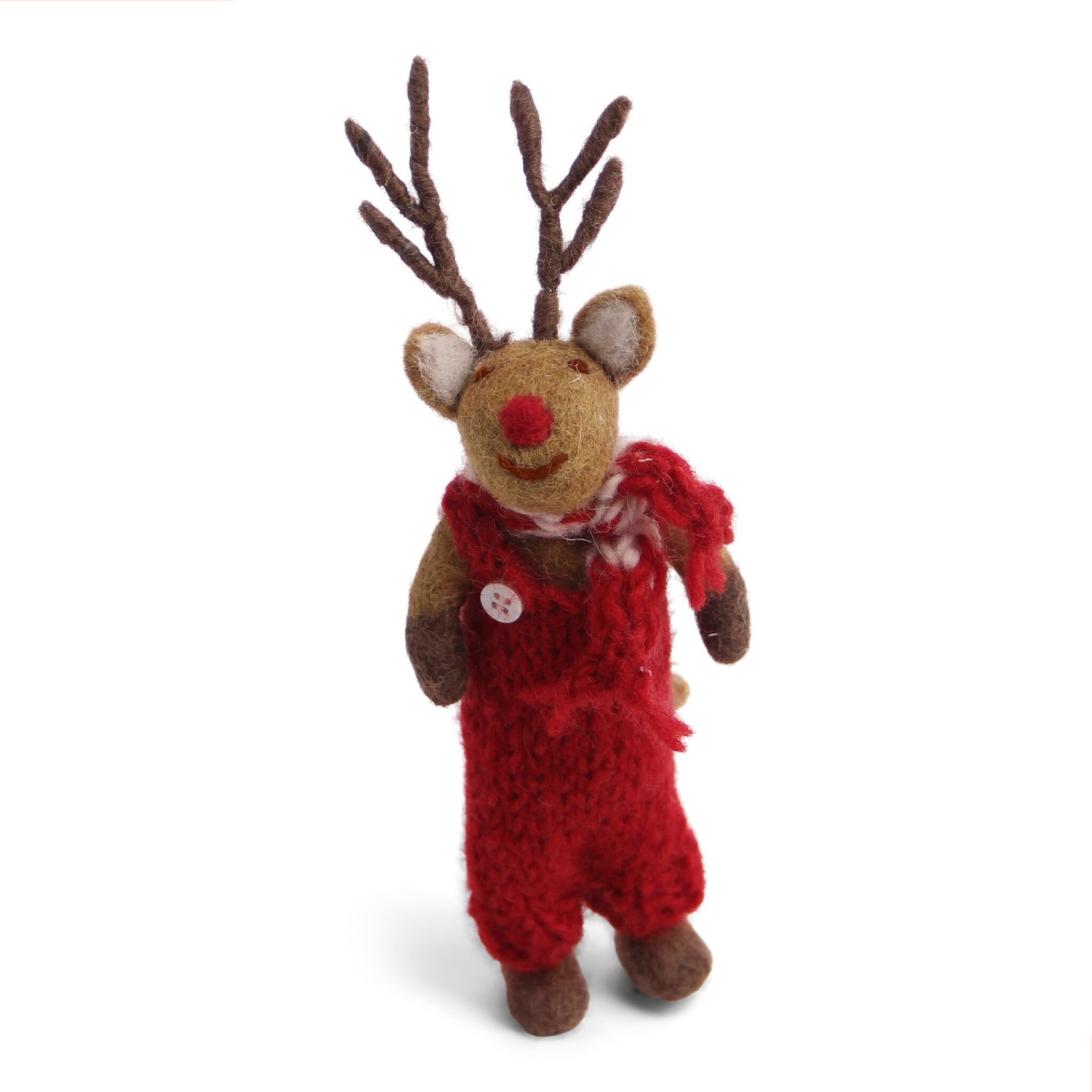 Rentier Rudolph aus Filz mit roter Hose - handgefilzt - fairer Handel Handarbeit 2