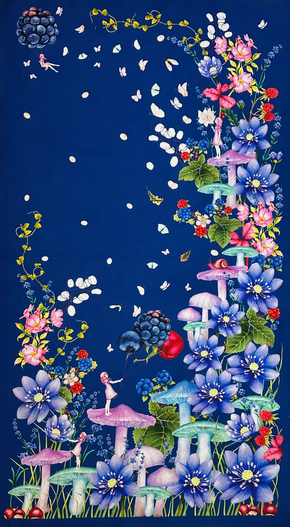 Baumwolle PANEL Minu and Wildberry - Digital NAVY von STUDIO E 2