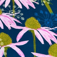 Flowers on my mind - NAVY ROSA Baumwolle Echinacea 4