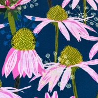 Flowers on my mind - NAVY ROSA Baumwolle Echinacea 9