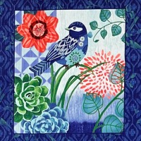 Baumwolle PANEL Bella Blue Birds INDIGO von STUDIO E