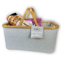 Nähkorb Fold &amp; Store Basket, Canvas + Bamboo, Streifen von PRYM 4