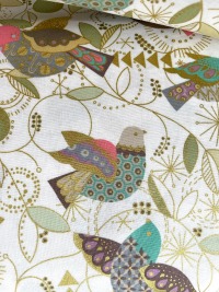 Baumwolle GOLDENER VOGEL metallic von Alexander Henry Webware PASTELL Sage 8