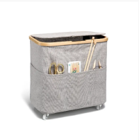 Faltbare Fold + Store Box Multi aus Canvas und Bambus mit Rollen