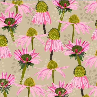 Flowers on my mind - PISTAZIE ROSA Baumwolle Echinacea